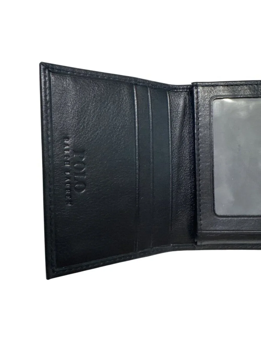 NWT Polo Ralph Lauren Pebbled Billfold w/ Window Wallet Black Size OS